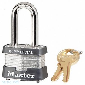MASTER LOCK Keyed Padlock 5/8 in Rectangle Silver, 3JYY8