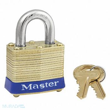 MASTER LOCK Keyed Padlock 5/8 in Rectangle Gold, 3JZF2