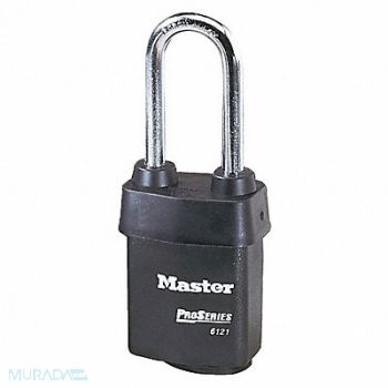 MASTER LOCK Keyed Padlock 7/8 in Rectangle Black, 3JZG2