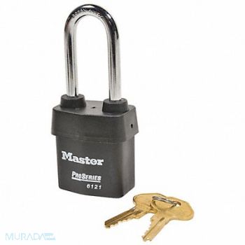 MASTER LOCK Keyed Padlock 7/8 in Rectangle Black, 49CD69