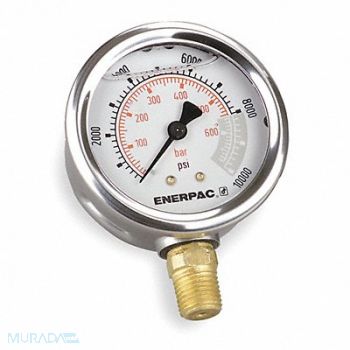 ENERPAC K4564 Pressure Gauge 0 to 10000psi 2 1/2 Dial, 3KD57