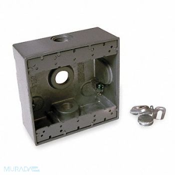 BELL Weatherproof Box 2Gang 3Inlet Alum, 4A243