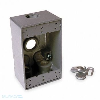 BELL Weatherproof Box 1Gang 4Inlet Alum, 3KG84