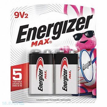 ENERGIZER Battery Alkaline 9V Premium PK2, 3KKH8