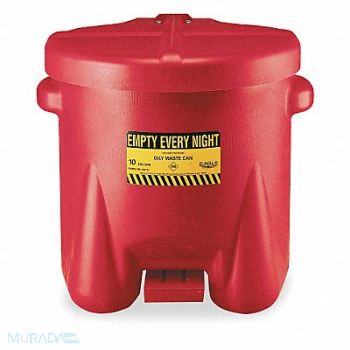EAGLE Oily Waste Can 10 gal Poly Red, 3KN43
