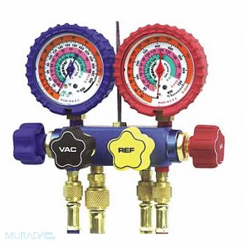 IMPERIAL Mechanical Manifold Gauge Set 4-Valve, 3KU64