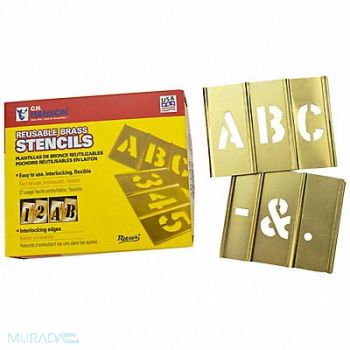C.H. HANSON Stencil Set Letters Punctuation Brass, 3LGT1