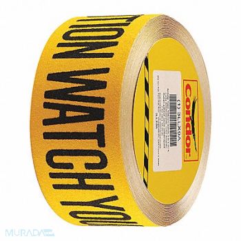 CONDOR AntiSlip Tape 60 ftLx3 W BLK/YLW 60Grit, 3LLX9