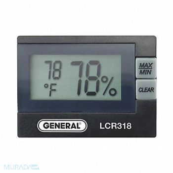 GENERAL Indoor Digital Hygrometer 14 to 140 F, 3LPF7