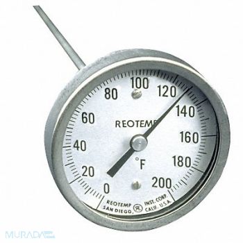 REOTEMP Bimetal Thermom 3 In Dial 0 to 200F, 3LPV8