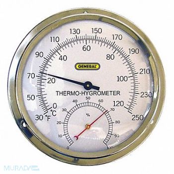 GENERAL Indoor Analog Hygrometer 30 to 250 F, 3LYU4