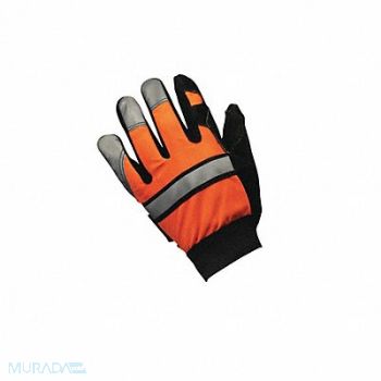 MCR SAFETY Leather Gloves Hi Vis Orange XL PR, 3NAE2