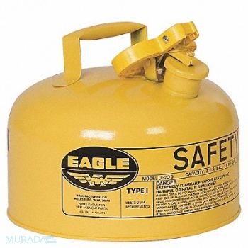 EAGLE Type I Safety Can 2 gal Yellow 9-1/2In H, 3NKK1