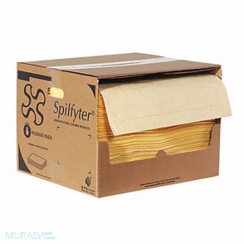 SPILFYTER Absorbent Pad Chem/Hazmat Yellow PK200, 3NMR9