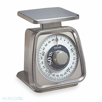 TAYLOR Dial Scale SS 50 lb Weight Cap. Silver, 3NZH4