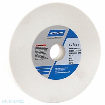NORTON Grinding Wheel T1 6x3/4x1 AO 150G White, 3PY76