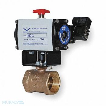 MILWAUKEE VALVE Butterfly Valve Dbl Acting Bronze 2 In., 3RAW6