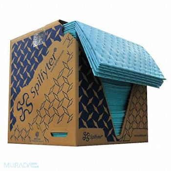 SPILFYTER Absorbent Pad Oil-Based Liquid BLU PK100, 3RPX4