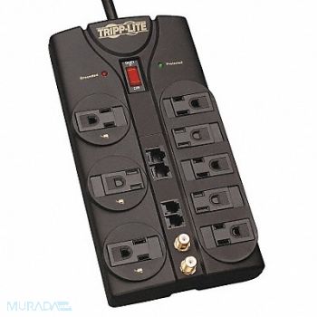 TRIPP LITE Datacom Surge Protector 8 Outlet Blk, 3RY86
