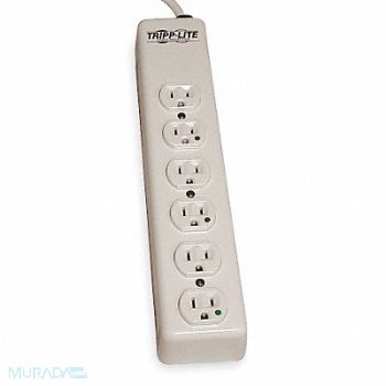 TRIPP LITE Outlet Strip 6 Outlet 15A 13-3/4 L Wht, 3TA14