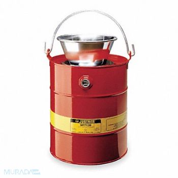 JUSTRITE Drain Can 5 gal Red Galvanized Steel, 3TAZ1