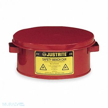 JUSTRITE Bench Can 1 gal Galvanized Steel Red, 3TCG2