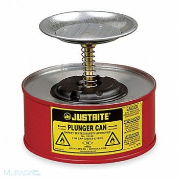 JUSTRITE Plunger Can 1 qt. Galvanized Steel Red, 3TCG4