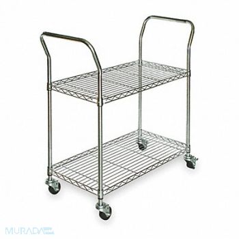 GRAINGER APPROVED Wire Cart 2 Shelf Chrome 53x24x39 In., 3TPA2