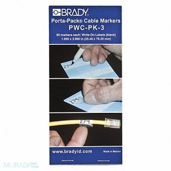 BRADY Wire Marker Book Write-On Self-Laminatng, 3TP15