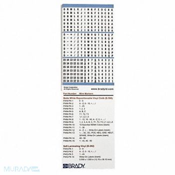 BRADY Wire Marker Book Preprintd Self-Adhesiv, 3TP19