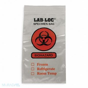 GRAINGER APPROVED Specimen Transfer Bag 10 in L PK1000, 3TZY3