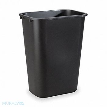 RUBBERMAID COMMERCIAL PRODUCTS Trash Can Rectangle 10-21/64 gal Black, 3U635