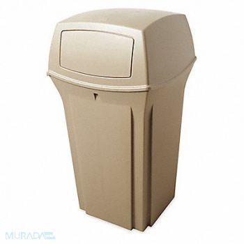 RUBBERMAID COMMERCIAL PRODUCTS D0235 Trash Can 35 gal Beige Plastic, 3U654