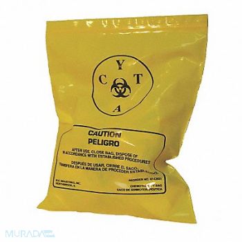 GRAINGER APPROVED Chemo Waste Bags 1/2 gal Yellow PK100, 3UAD5