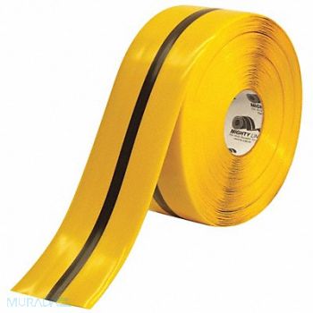 MIGHTY LINE Floor Tape Black/Yellow 4 inx100 ft Roll, 3UAR3