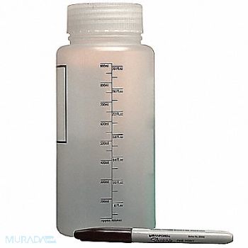 DYNALON Graduated Bottle 1000mL Plastic Wide PK6, 3UDV9