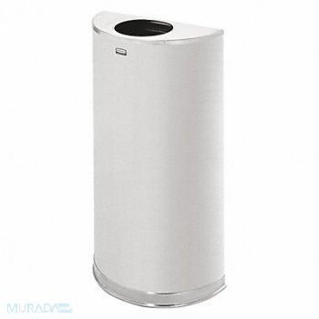 RUBBERMAID COMMERCIAL PRODUCTS Trash Can Half Round 12 gal Silver, 3UKN7