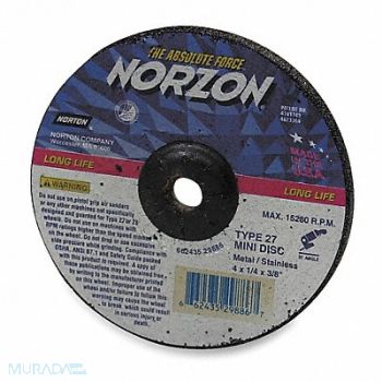 NORTON Depressed Ctr. Wheel T27 4-1/2in 7/8in, 3UX04
