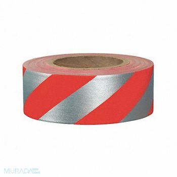 PRESCO PRODUCTS CO Flagging Tape Red/Silvr 300ft x 1-3/16In, 3UTW8