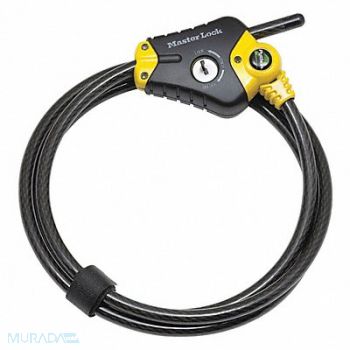 MASTER LOCK Cable Lock 72 in Braided Steel Black, 3UU68