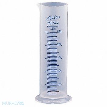DYNALON Graduated Cylinder 250mL 5mL Grads PP, 3UUR8