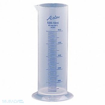 DYNALON Graduated Cylinder 500mL 10mL Grads PP, 3UUT2