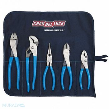 CHANNELLOCK Plier Set Dipped 5 Pcs, 3UWD3