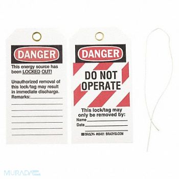 BRADY Danger Tag 5-3/4 x 3 In Cardstock PK25, 3VAU4
