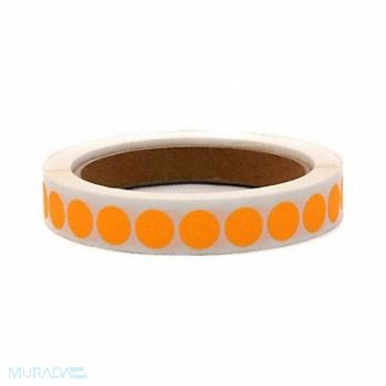 ROLL PRODUCTS Label Circle Paper 1/2 H Orange 1000, 10Y491