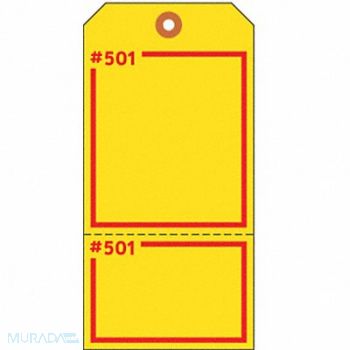ELECTROMARK Blank Tag 5-3/4 x 2-7/8 In Yel PK100, 3VCX7