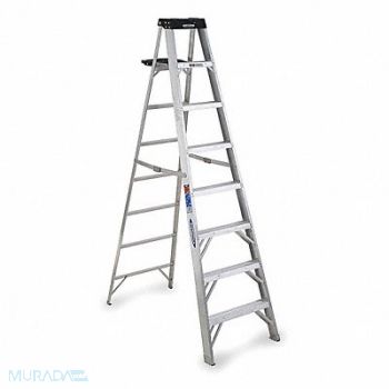 WERNER Stepladder Aluminum 8 ft H 300 lb Cap., 3W424