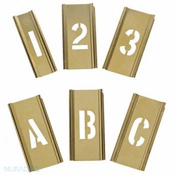 GRAINGER APPROVED Interlocking Stencil Numb Letters Brass, 3W647