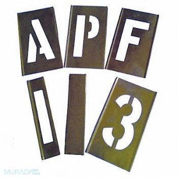 GRAINGER APPROVED Interlocking Stencil Numb Letters Brass, 3W648