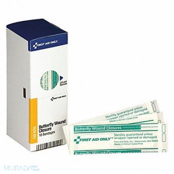 FIRST AID ONLY Butterfly Wound Closure PK10, 3WHT2